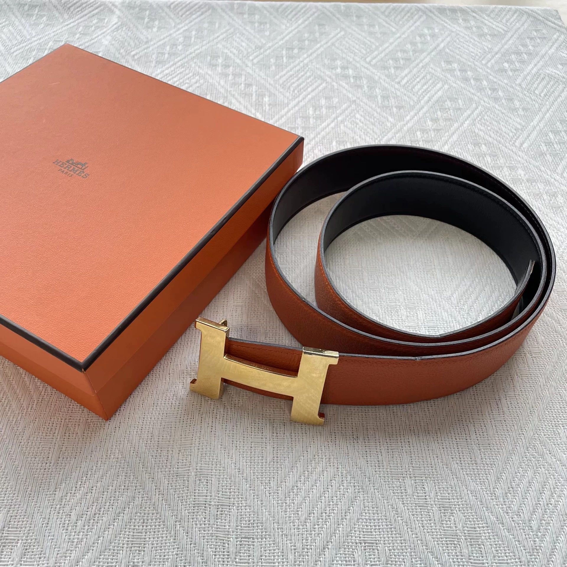 Hermes HERMES 98% Men's Black Reversible Leather Belt 112 Size ONE SIZE - 1 Thumbnail