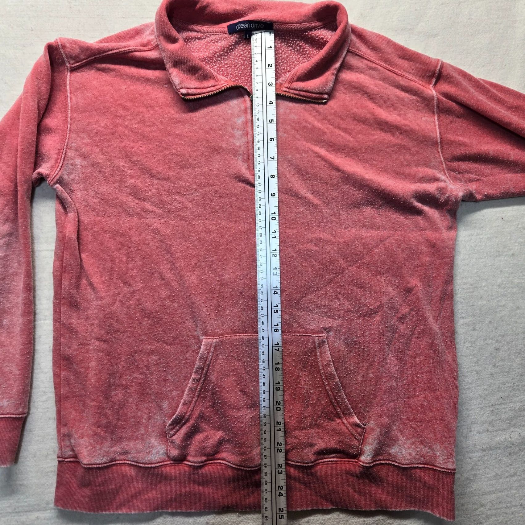 Vintage Ocean Drive Hoodie Solid Pink Red Sweater Pouch Adult Women's L Hooded Round Neck Fall Spring Size L / US 10 / IT 46 - 6 Thumbnail