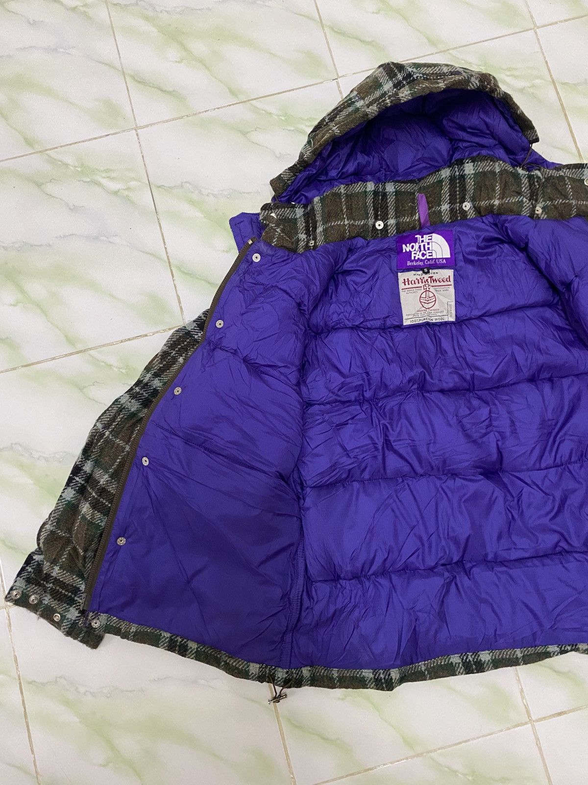 The North Face Purple Label Harris Tweed Plaid Down Jacket