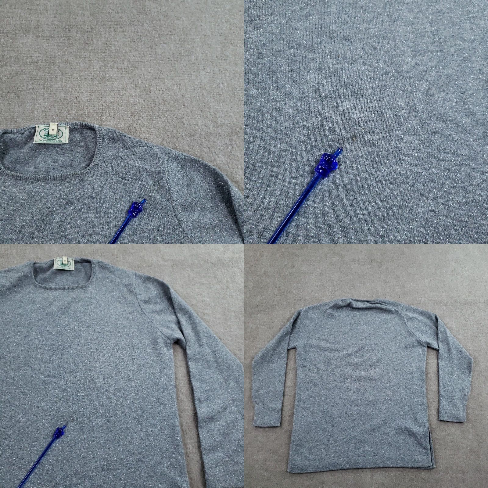 Vintage McCulley’s Sweater Womens Medium Gray Knit Crewneck Pullover Cashmere Slim Knit Pullover Crew Neck Ladies Top Size M / US 6-8 / IT 42-44 - 8 Thumbnail