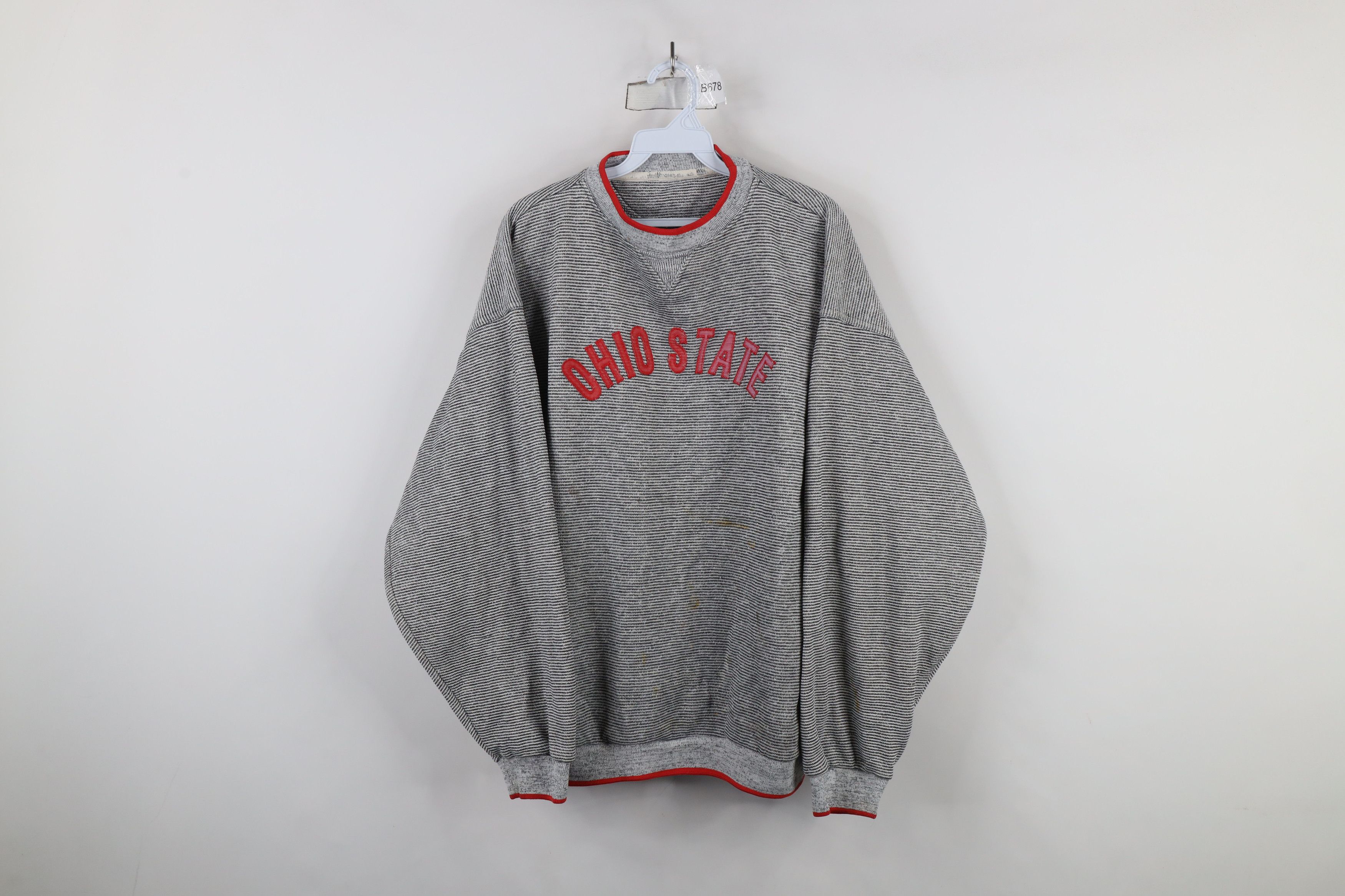 Vintage Vintage 90s Spell Striped Ohio State University Sweatshirt Size US XXL / EU 58 / 5 - 1 Thumbnail