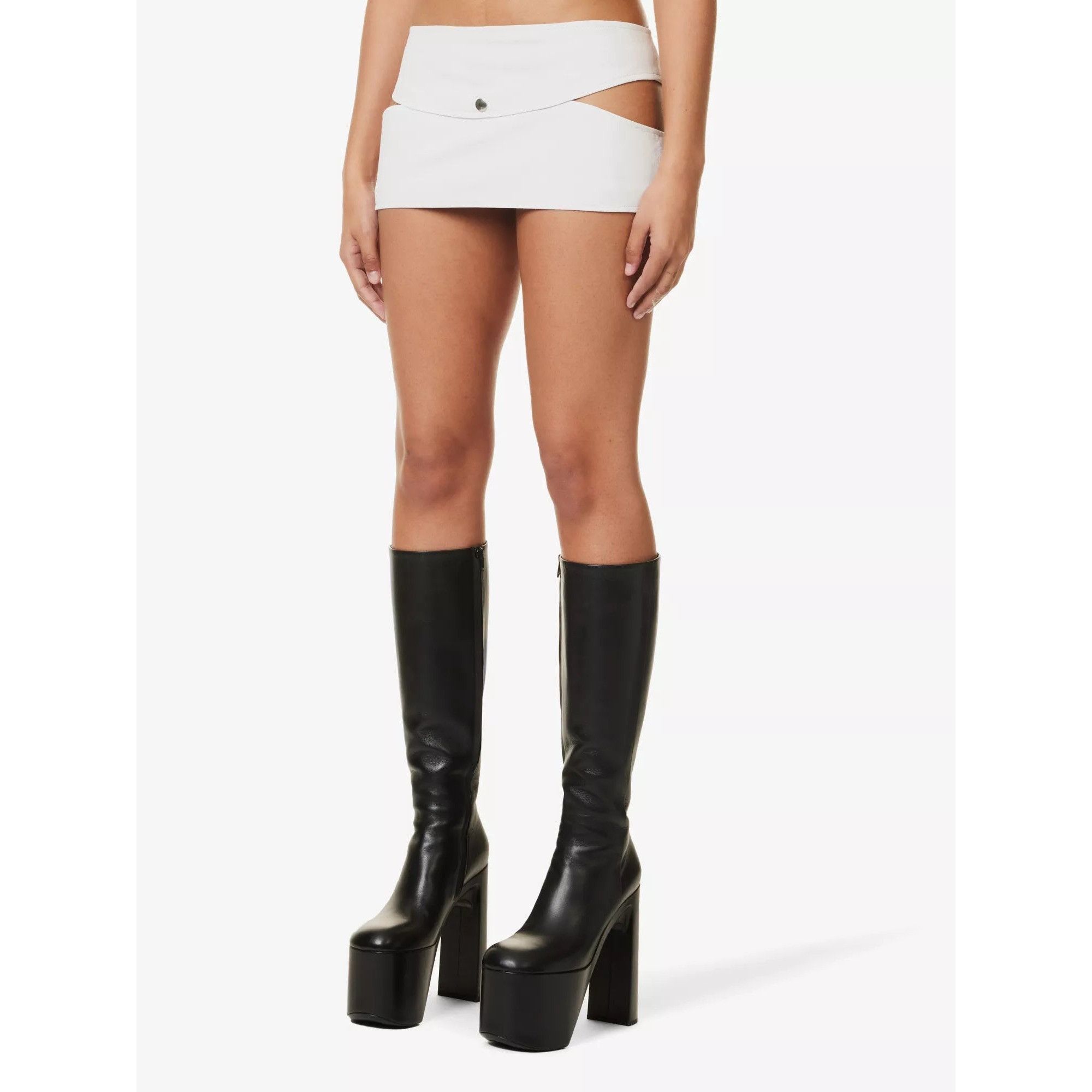 Mowalola MOWALOLA Suede Leather Cut-Out Sides Mini Skirt Size 30" / US 8 / IT 44 - 1 Thumbnail