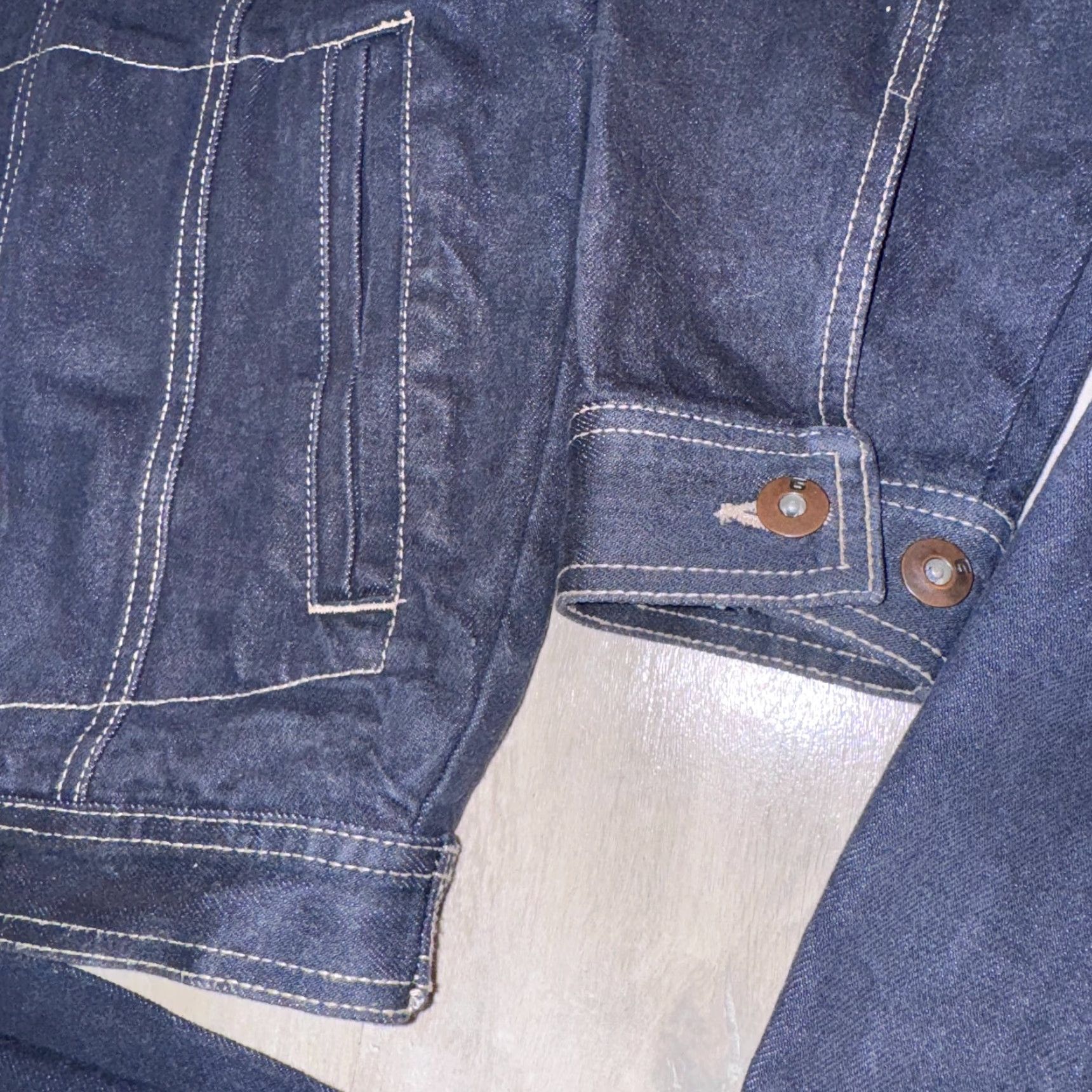 Denime GODBODY Denim Jacket & Baggy Jeans XL 40x32 Dark Blue Button Up Denim Jacket Size US 36 / EU 52 - 3 Thumbnail