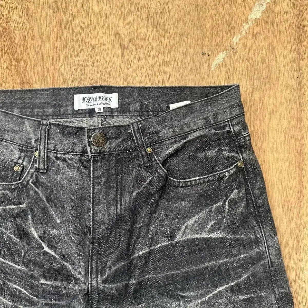 LOWBOX SICKS 🔥VINTAGE LOWBOX JEANS PUNK FLARE WASHED BLACK BONDAGE Size US 31 - 4 Thumbnail