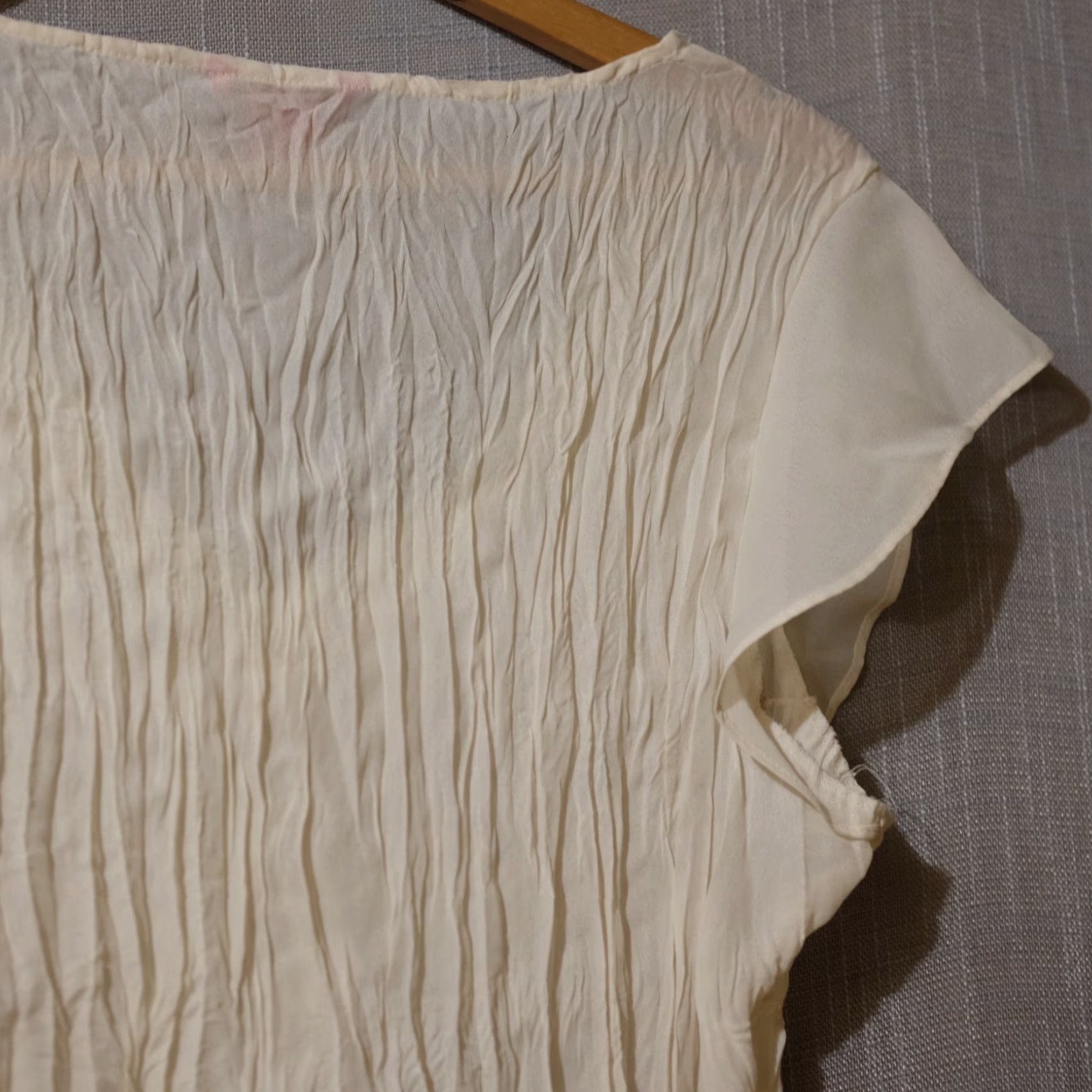 Vintage Sunny Leigh Ivory Sheer Ruffle Sleeveless Top Women XL Shirt Blouse Casual Party/Cocktail Travel Lightweight Chiffon 90s? Size XL / US 12-14 / IT 48-50 - 7 Thumbnail