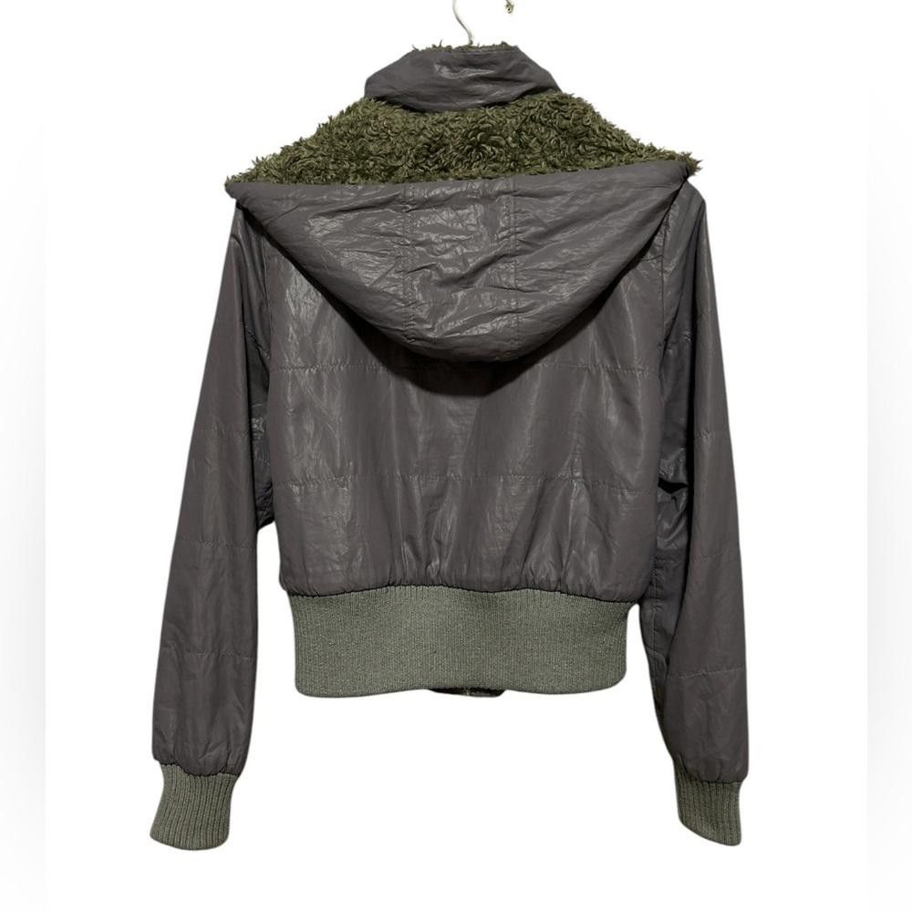 Designer Women's Grey Hooded Jacket with Sherpa lining Size XS / US 0-2 / IT 36-38 - 2 Thumbnail