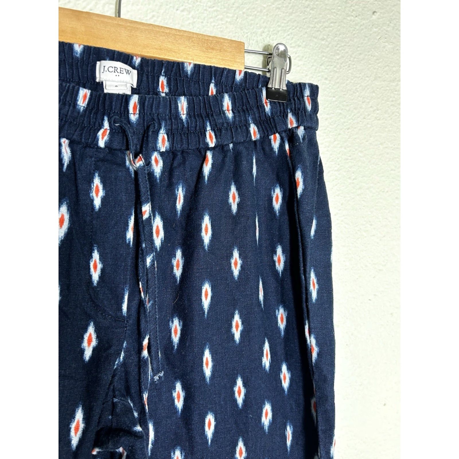 J.Crew J.CREW Womens Pants Ikat Linen Blend Drawstring Blue Southwest 30x26 Size 6 Ankle Size 28" / US 6 / IT 42 - 5 Thumbnail