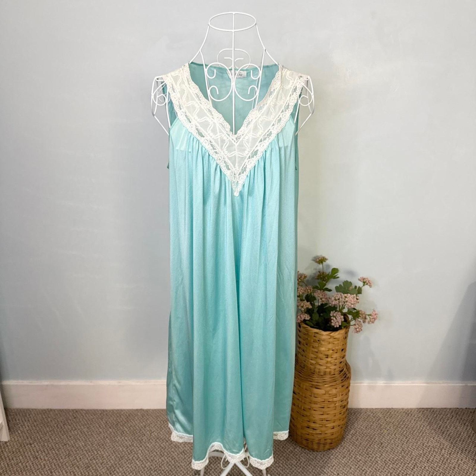 Other Vintage sea blue edwardian lace slip dress Size S / US 4 / IT 40 - 2 Thumbnail
