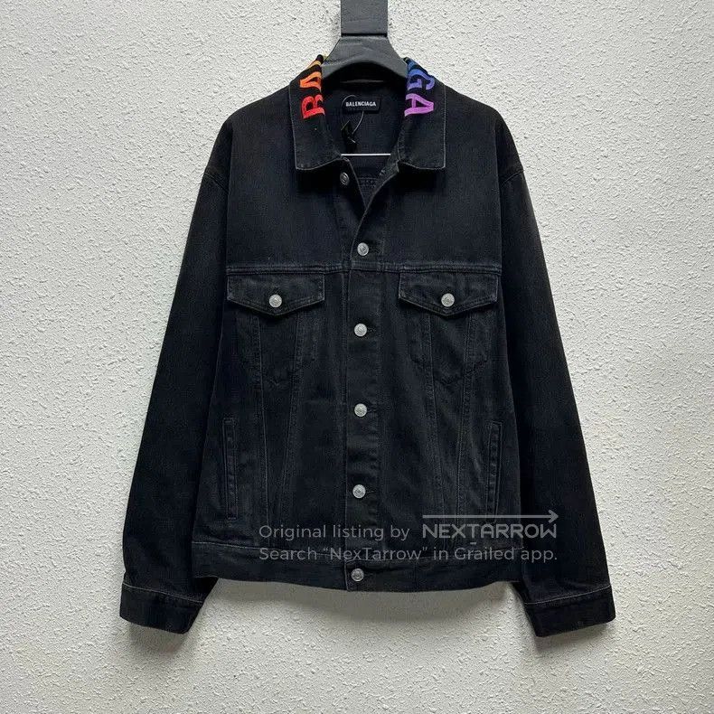 Balenciaga Balenciaga Rainbow Logo Denim Jacket. Size US L / EU 52-54 / 3 - 1 Thumbnail