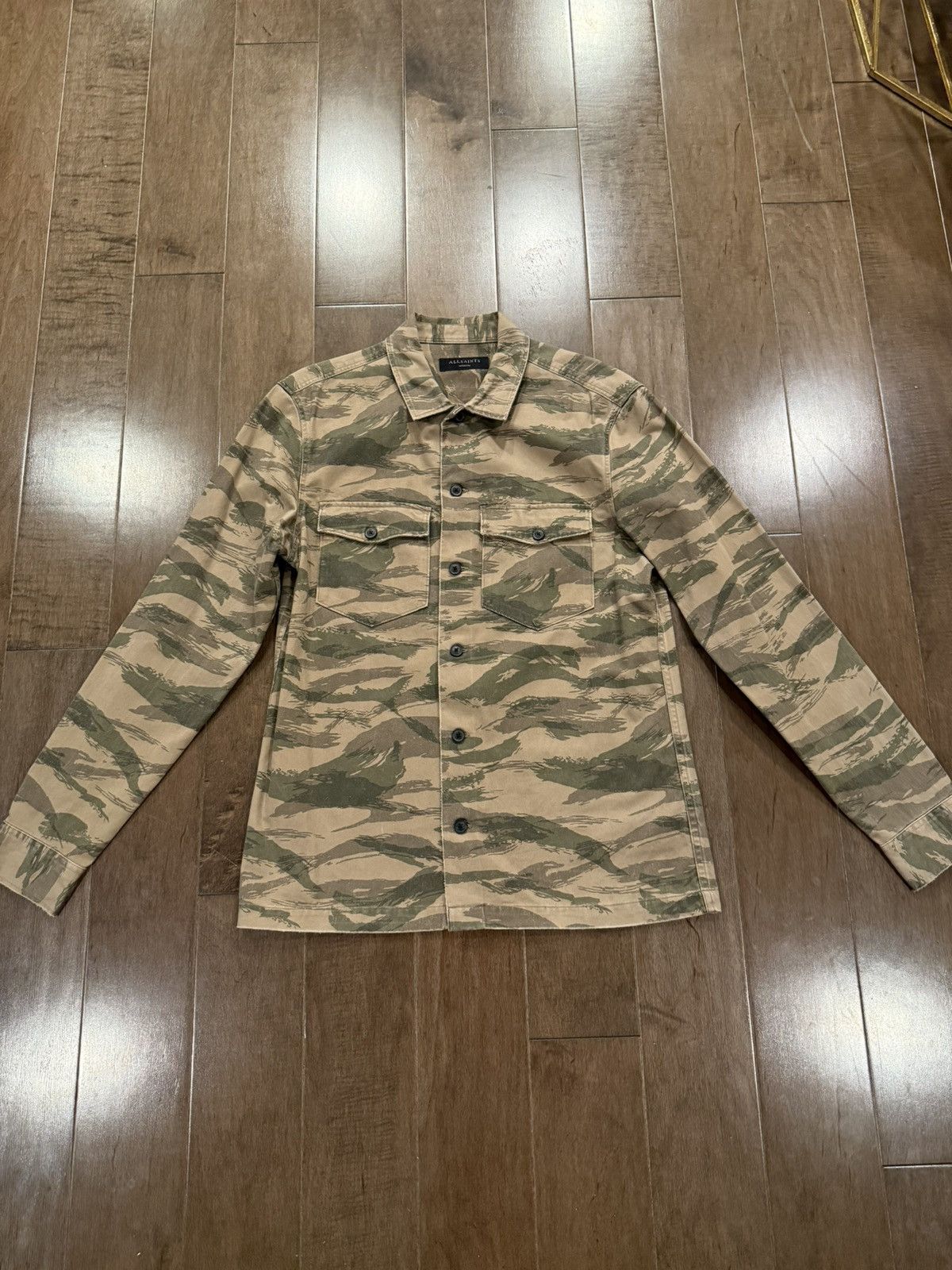 Allsaints AllSaints Cayman Camo Print Slim Fit Jacket in Khaki Green Size US M / EU 48-50 / 2 - 1 Thumbnail