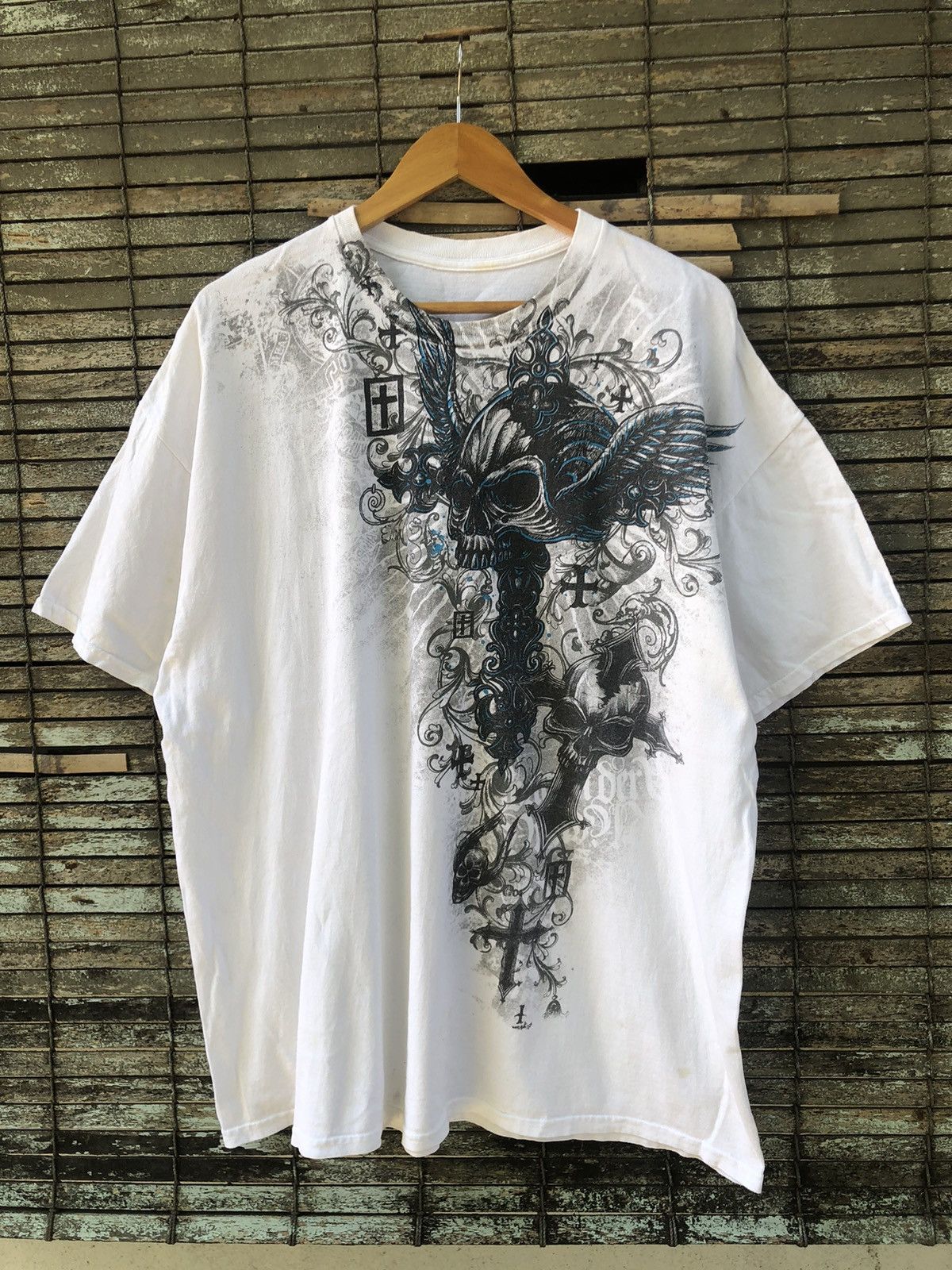 Affliction 🔥Vintage Y2K🔥Skull Cross Wings Affliction Tshirts Size US XL / EU 56 / 4 - 1 Thumbnail