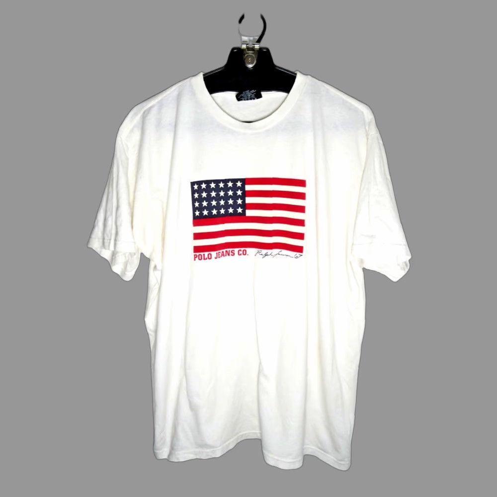 Polo Ralph Lauren VINTAGE Polo Ralph Lauren Polo Jeans Co T Shirt XL Mens USA America Flag Size US XL / EU 56 / 4 - 1 Thumbnail