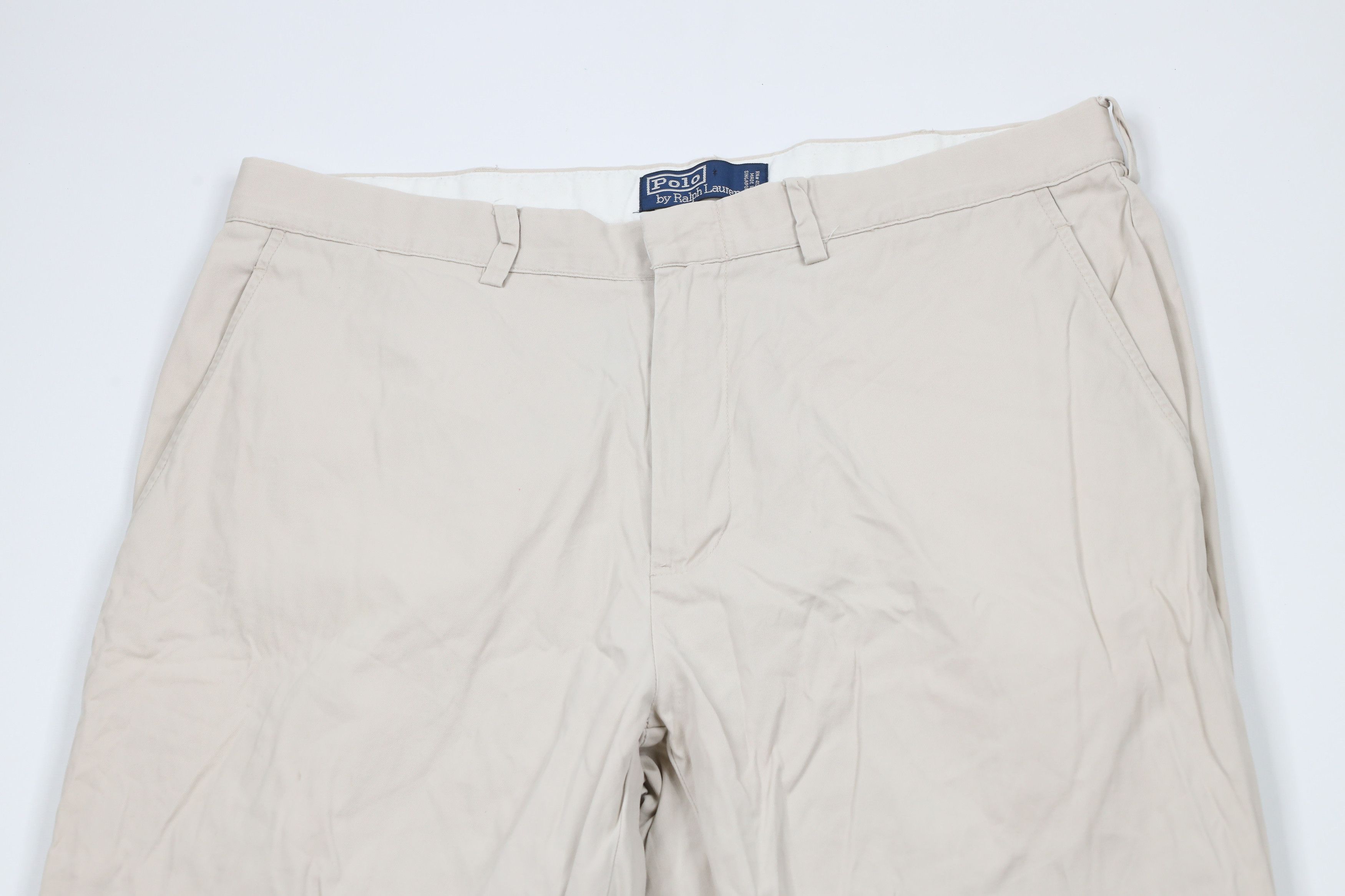 Ralph Lauren × Vintage Vintage 90s Ralph Lauren Front Wide Leg Chino Pants Beige Size US 34 / EU 50 - 2 Thumbnail