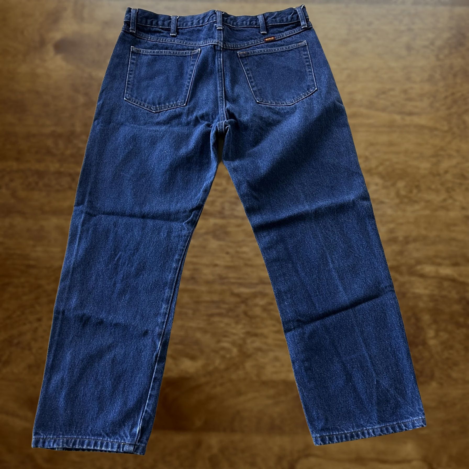 Vintage VINTAGE Rustler Jeans Mens 44x30 Blue Dark Wash Denim Straight Relaxed Fit Jeans Mens 44 Regular Dark Blue Pockets Zip Size US 44 / EU 60 - 1 Thumbnail