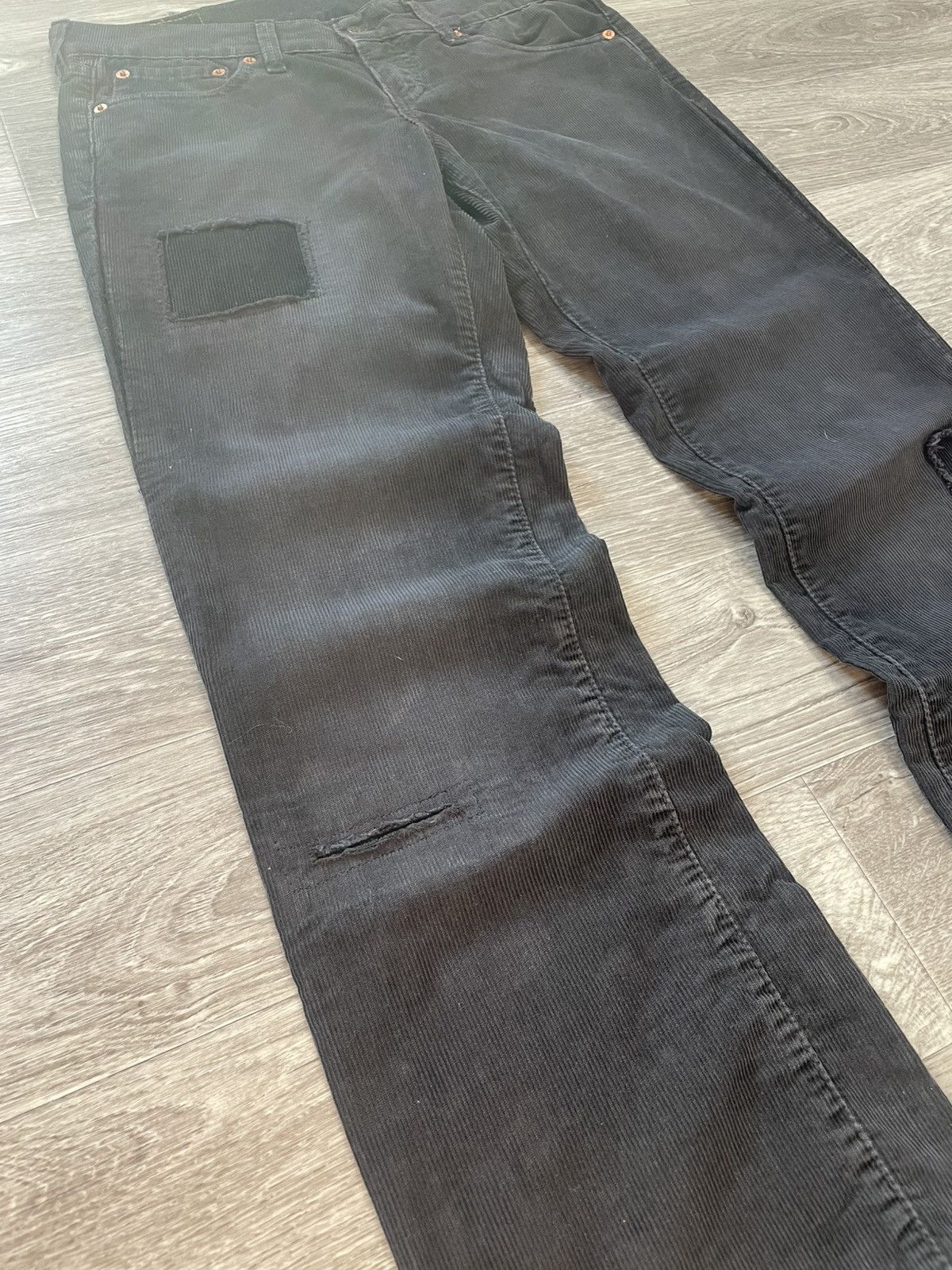 Levi's 29/34 Vintage Levis Black Corduroy Velvet Patchwork Pants Size 29" - 5 Thumbnail