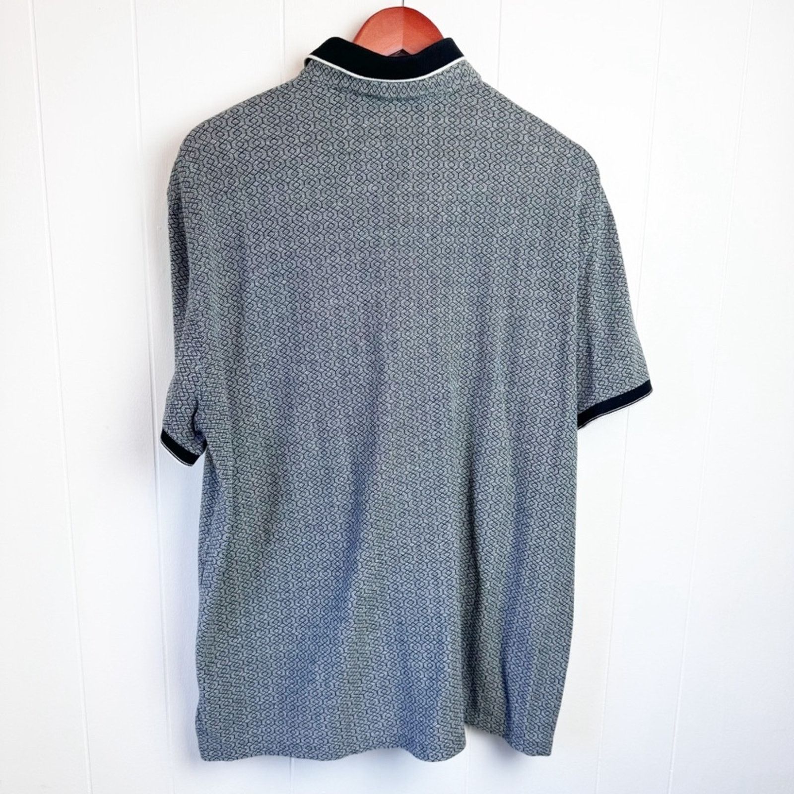 Express Express Grey & Black Geometric Print Polo Shirt Men Size XL Size US XL / EU 56 / 4 - 5 Thumbnail