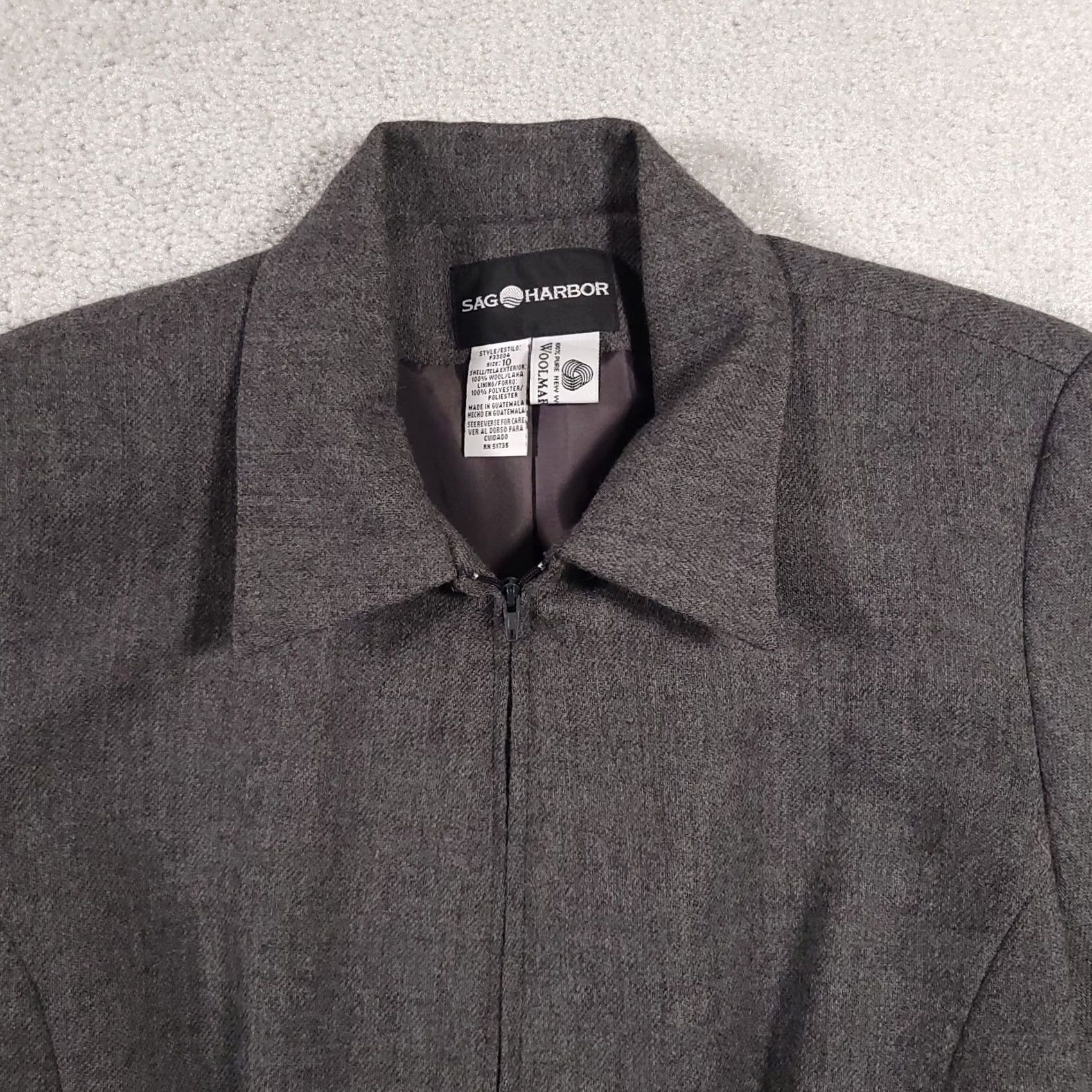 Vintage VINTAGE Sag Harbor 100% Wool Blazer Jacket Women's 10 Gray Full Zip Front Lined Blazer Jacket Women's 10 Gray Full Zip Front Lined Size L / US 10 / IT 46 - 3 Thumbnail