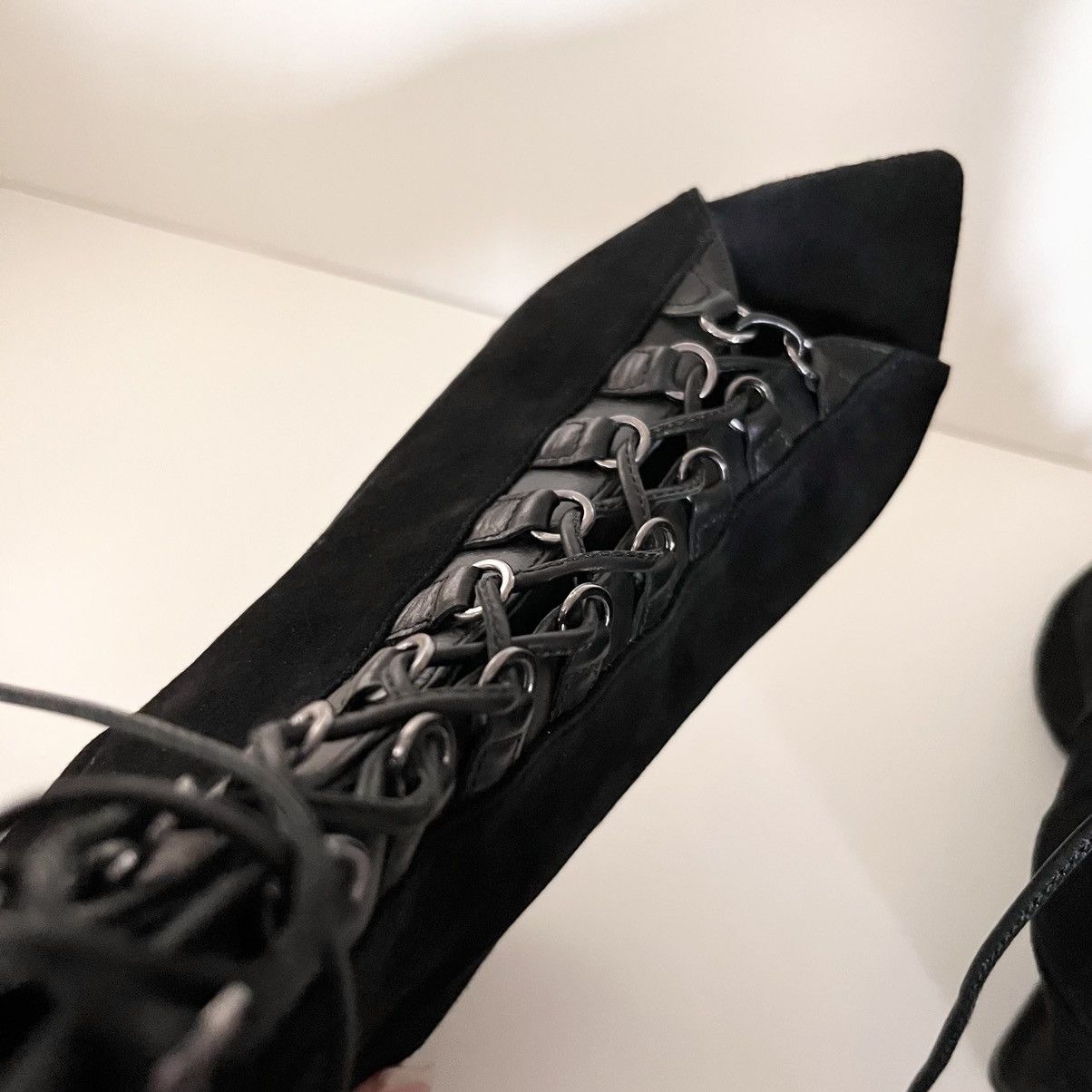 Narciso Rodriguez Narciso Rodriguez Black suede Lace-Up Wedge Boots Size US 6.5 / IT 36.5 - 9 Thumbnail