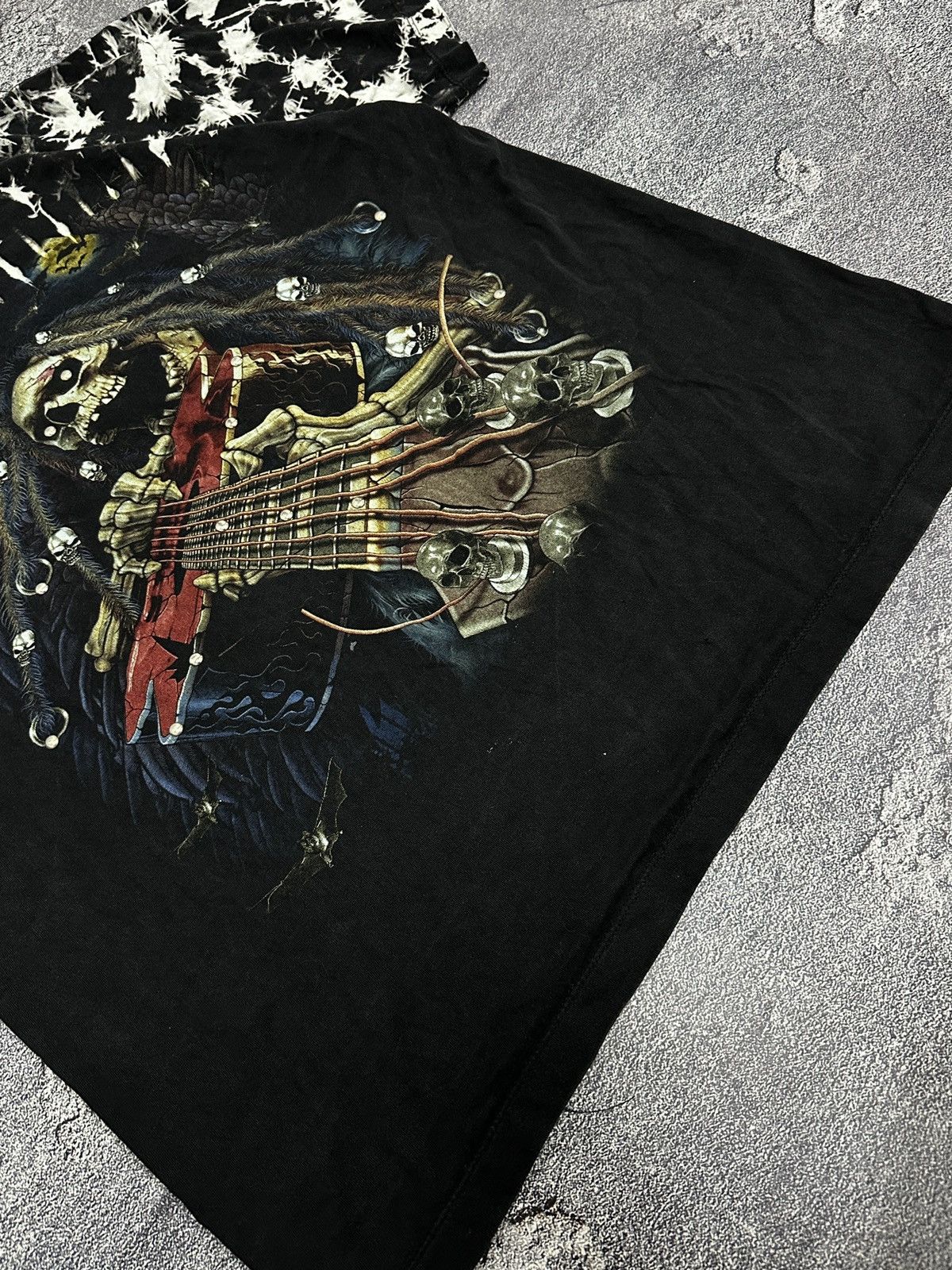 Vintage Vintage 90s Gream Reaper Skeleton Rock T-Shirt Tie-Dye Size US XL / EU 56 / 4 - 10 Thumbnail