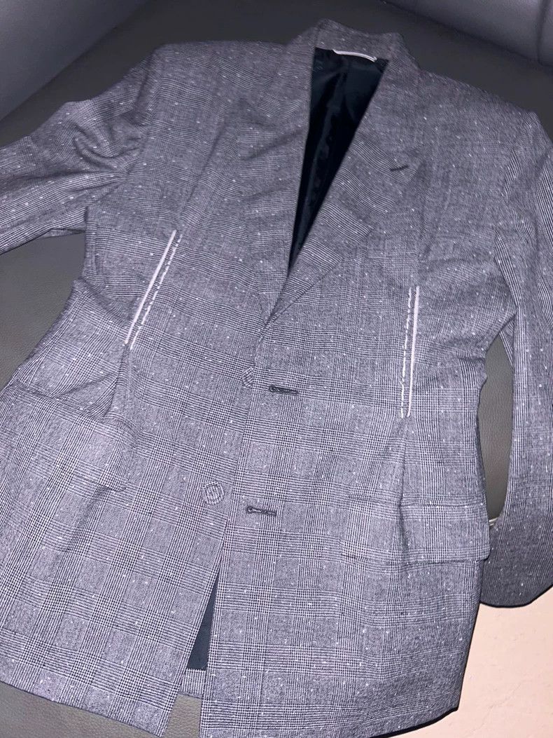 Dior Dior 2022FW Grey Wool Plaid Glitter Gypsophila blazer 2505- Size 48R - 5 Thumbnail