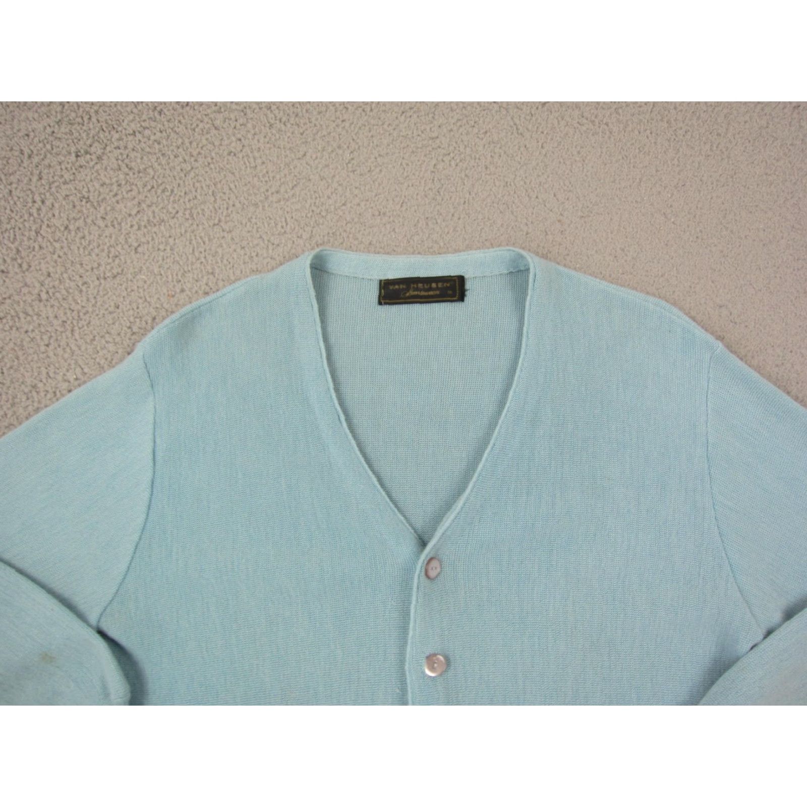 Van Heusen VINTAGE Van Heusen Cardigan Womens M Blue Knit Sweater Cardigan 50s 60s Size M / US 6-8 / IT 42-44 - 3 Thumbnail