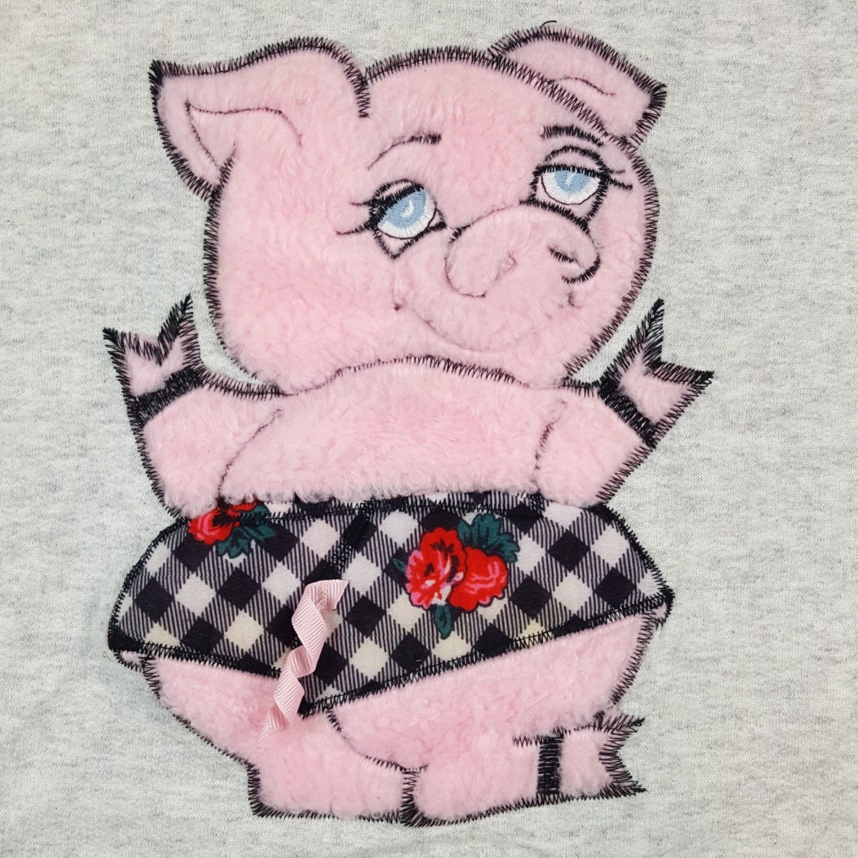Vintage VINTAGE 80s Jessica Alexandra Women's T-Shirt Short Sleeve XL Gray Cartoon Pig Farm Retro Y2K Animals Farmhouse Size XL / US 12-14 / IT 48-50 - 3 Thumbnail