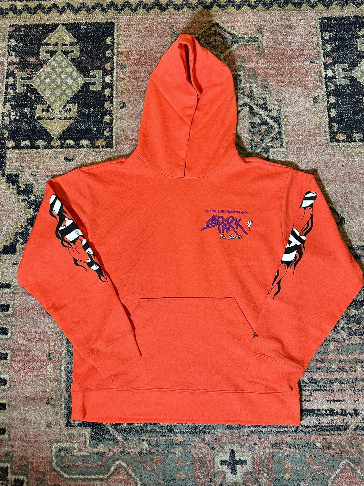 Pre-owned Chrome Hearts Matty Boy Sadistic Lipstick Hoodie In Orange