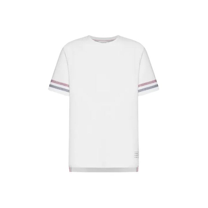 Thom Browne Thom Browne White Striped Short Sleeve T-Shirt Size US L / EU 52-54 / 3 - 1 Thumbnail