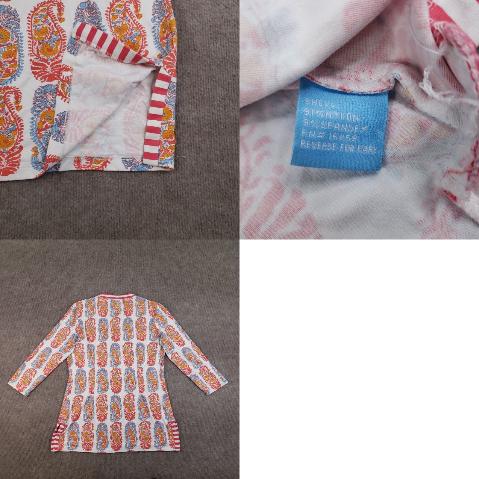 J.McLaughlin J McLaughlin Blouse Shirt Womens Medium Orange White Catalina Cloth Stretch Paisley Henley Pullover Casual Tunic Size M Nylon Spandex Size M / US 6-8 / IT 42-44 - 8 Thumbnail