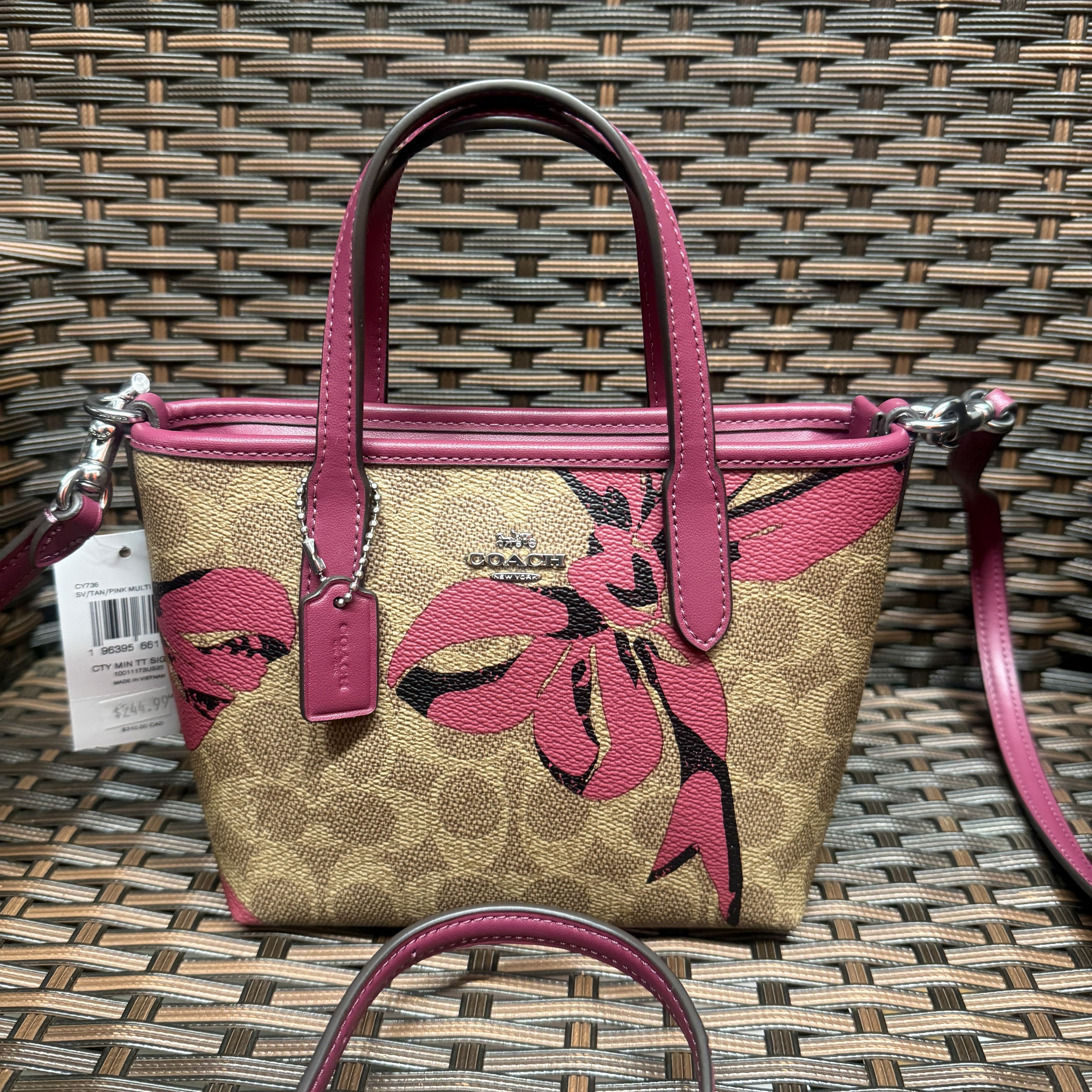 coach City Mini Tote Bag In Signature canvas crossbody CY736
