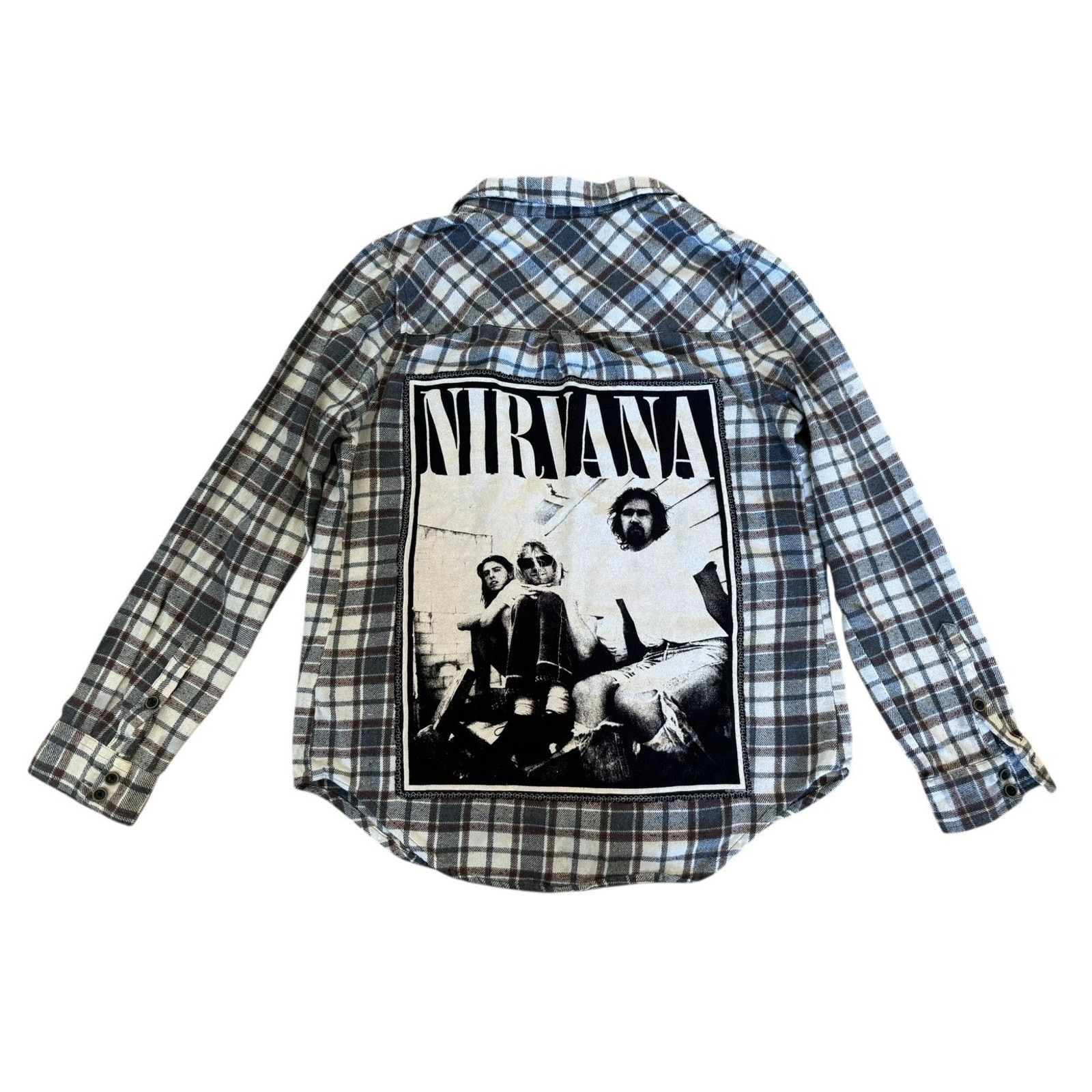 Forever 21 NIRVANA Kurt Cobain Upcycled Retro Vintage Plaid Flannel M Size M / US 6-8 / IT 42-44 - 7 Thumbnail