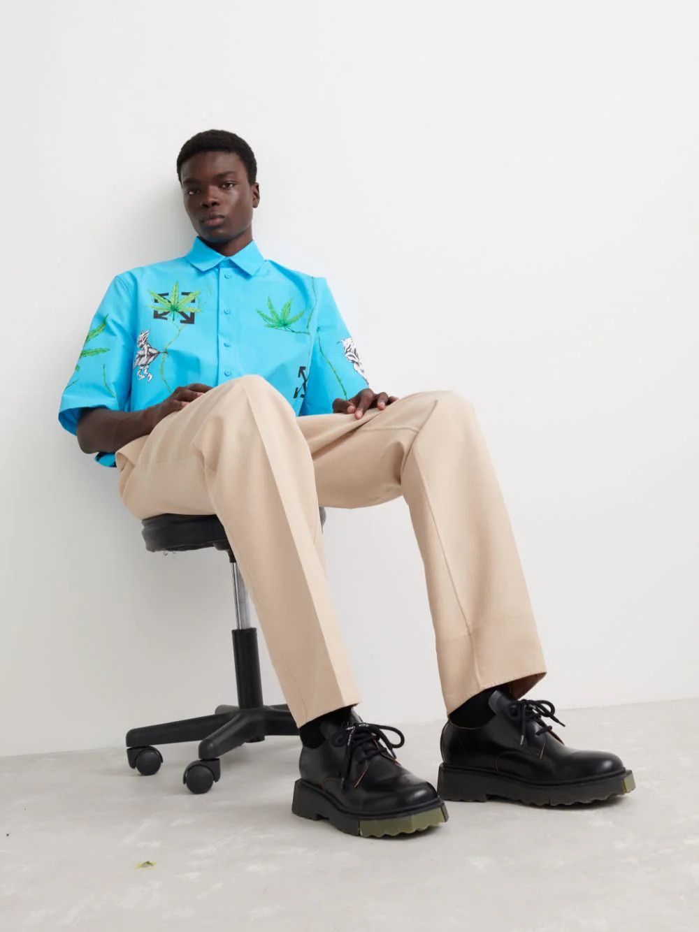 Off-White Black Leather Spongesole Derby Shoes Size US 10 / EU 43 - 3 Thumbnail