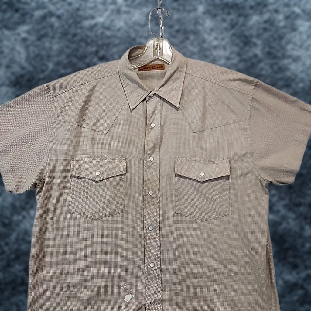 Vintage VINTAGE Cobra Creek Western Shirt Pearl Snap Short Sleeve Brown Plaid Men L Size US L / EU 52-54 / 3 - 1 Thumbnail