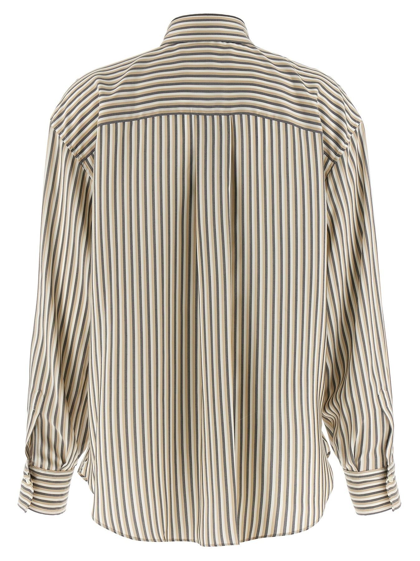 Brunello Cucinelli o1y0725 Striped Shirt in Multicolor Size XS / US 0-2 / IT 36-38 - 2 Thumbnail