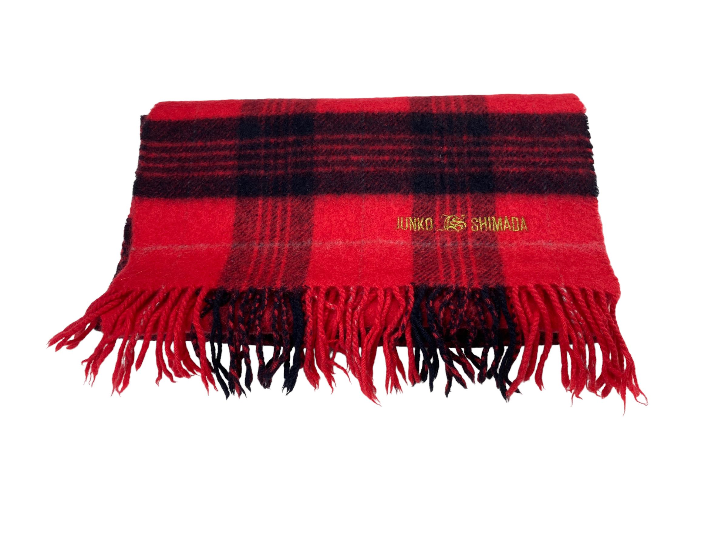 Junko Shimada × Vintage Vintage Junko Shimada Checkered Scarf – 90s Designer Size ONE SIZE - 7 Thumbnail