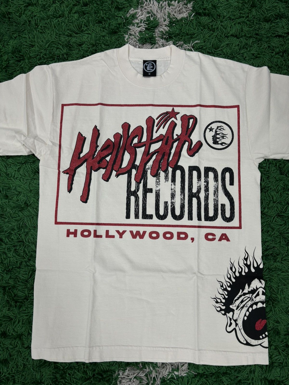 Pre-owned Hellstar Records T Shirt Medium In Cream