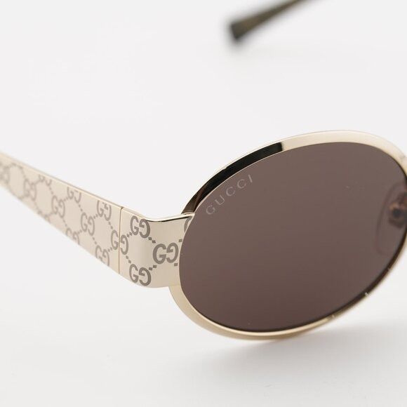 Gucci Gucci GG1854S 005 Sunglasses Shiny Gold with GG Pathern Oval Size ONE SIZE - 5 Thumbnail