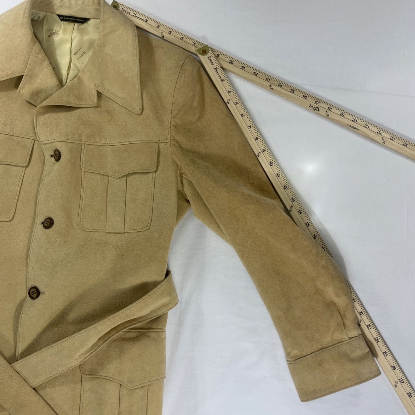 Bergdorf Goodman VINTAGE Bergdorf Goodman 43 LONG Jacket Suede Belted Desert Sand 60s 70s Union Size US M / EU 48-50 / 2 - 5 Thumbnail