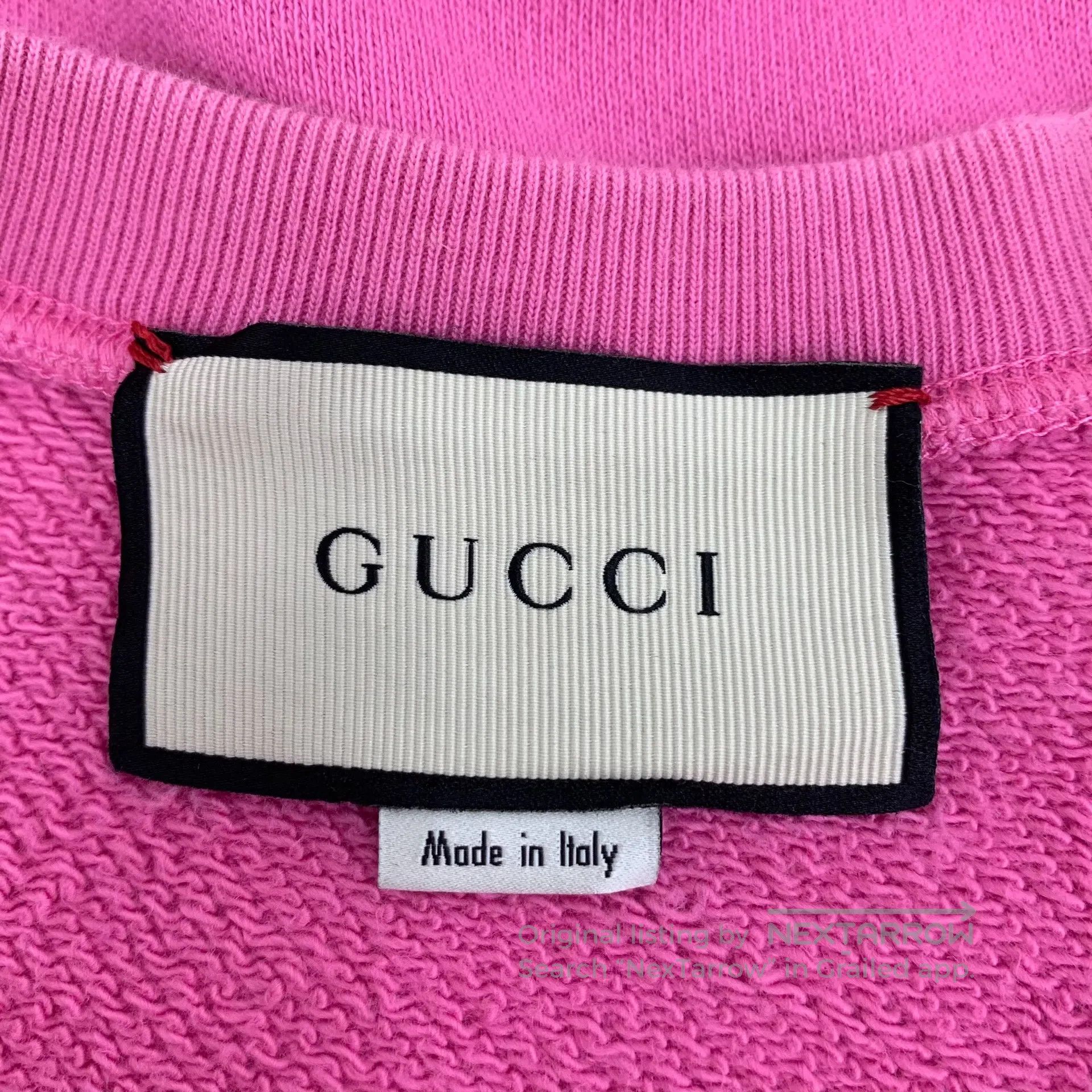 Gucci Guicci Pink logo print cotton round neck long sleeve sweat Size US S / EU 44-46 / 1 - 5 Thumbnail