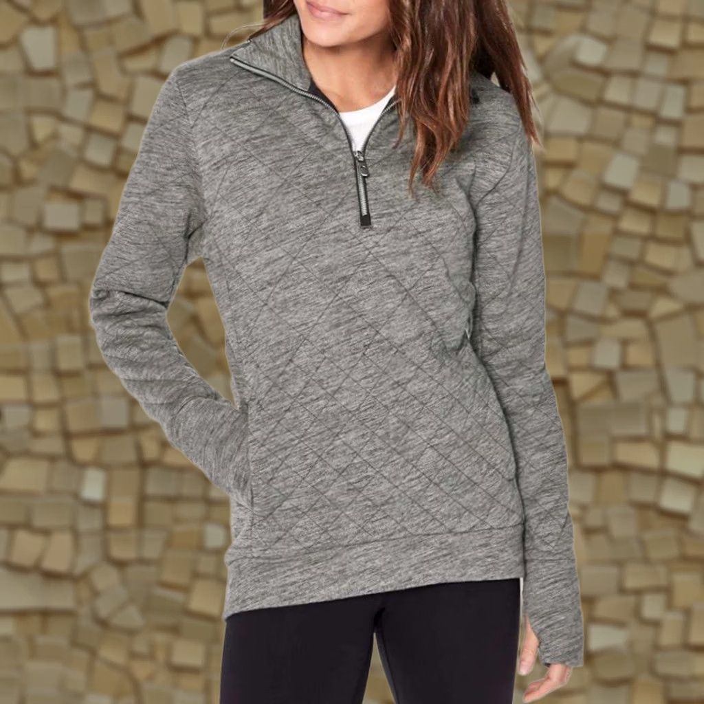 Lululemon Lululemon Forever Warm Pullover Sweatshirt 1/4 Zip Quilted Gray Women Size 4 Regular Size S / US 4 / IT 40 - 1 Thumbnail