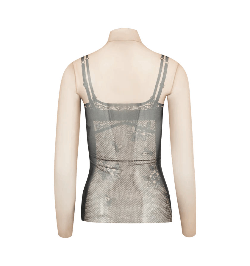Balenciaga o1h1sh11225 Trompe Oeil Top in Black/Light Beige Size M / US 6-8 / IT 42-44 - 2 Thumbnail