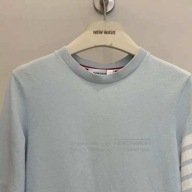 Thom Browne Summer Light Blue Cotton Tee .