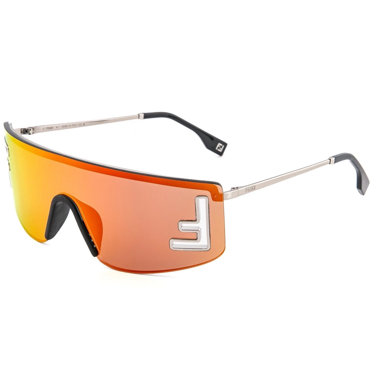 Fendi FENDI SPORT FE40168U Silver Orange Mirror Wrap Mask 40168 Size ONE SIZE - 4 Thumbnail