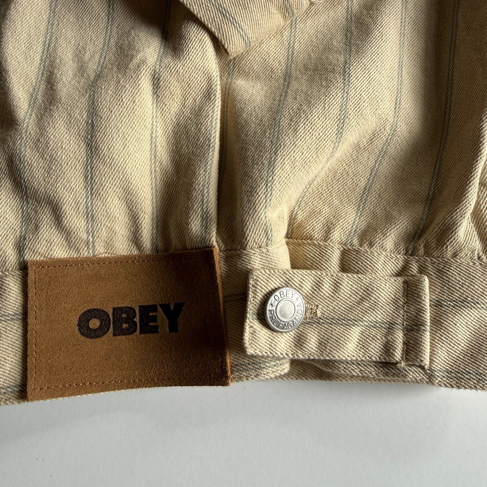 Obey Obey Stripe Zip-Up Jacket in Pelican Multi Beige Size US L / EU 52-54 / 3 - 9 Thumbnail