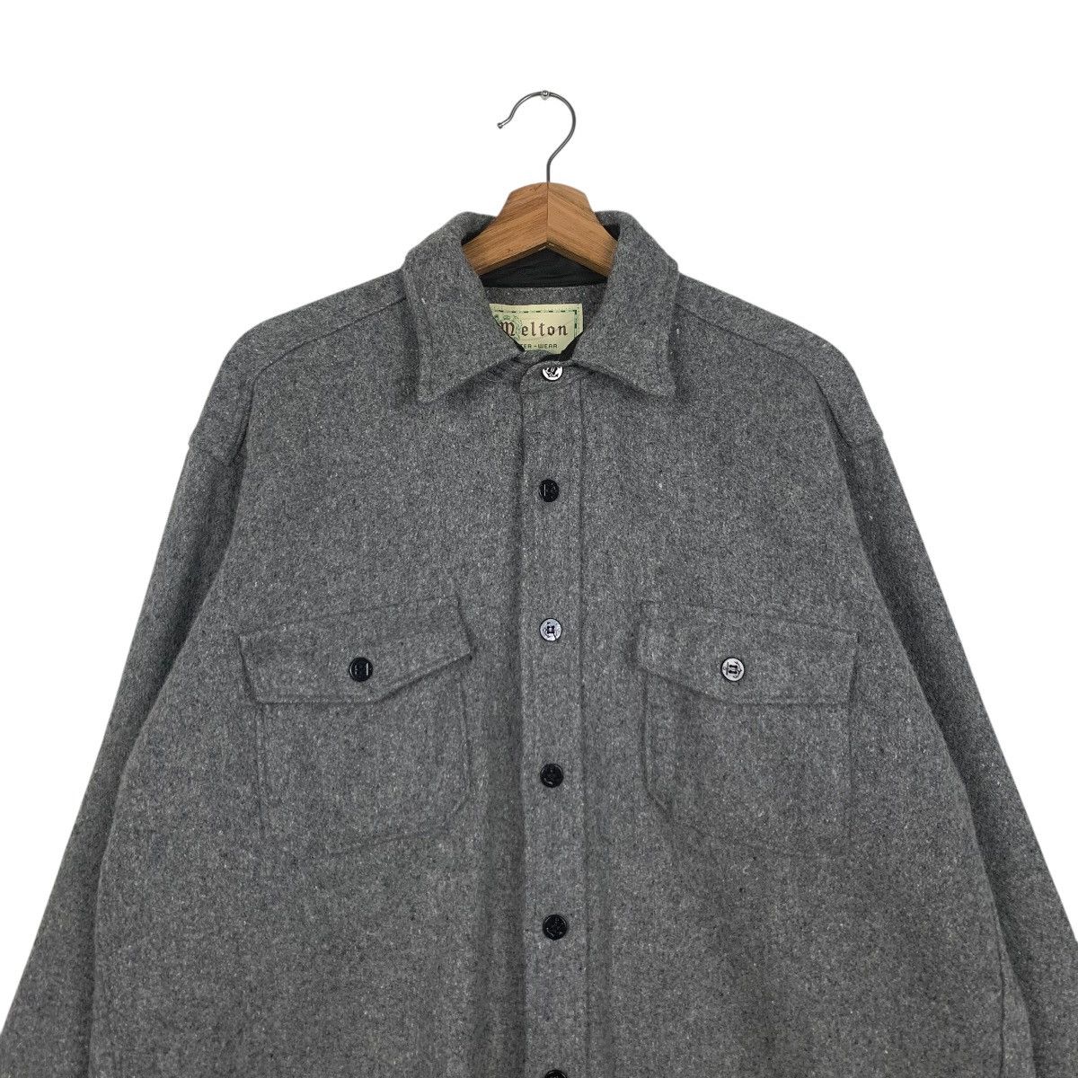 Flannel MELTON Made in Usa Outerwear Wool Gray Flannel #1813-C20 Size US L / EU 52-54 / 3 - 2 Thumbnail