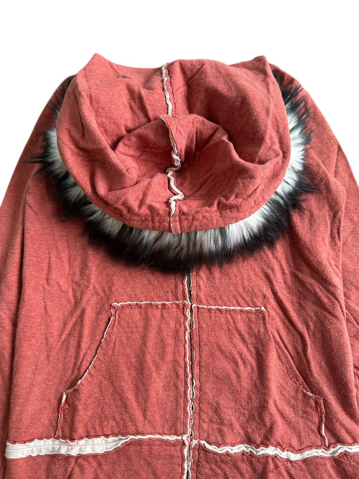 20471120 DISTRESSED EAGLE Zip FUR HOODIE PUNK STYLE Size US XS / EU 42 / 0 - 5 Thumbnail