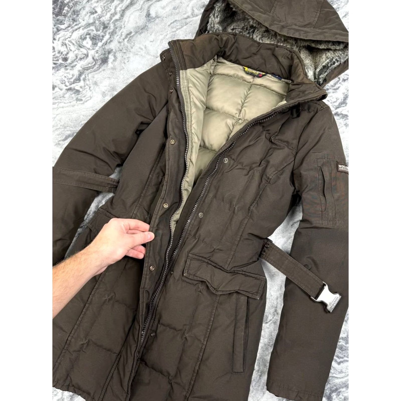 Vintage Woolrich Jacket Parka Hooded Woolrich Winter Women S Brown Down Fur Hooded Parka Jacket Size S Brown Women Size S / US 4 / IT 40 - 7 Thumbnail