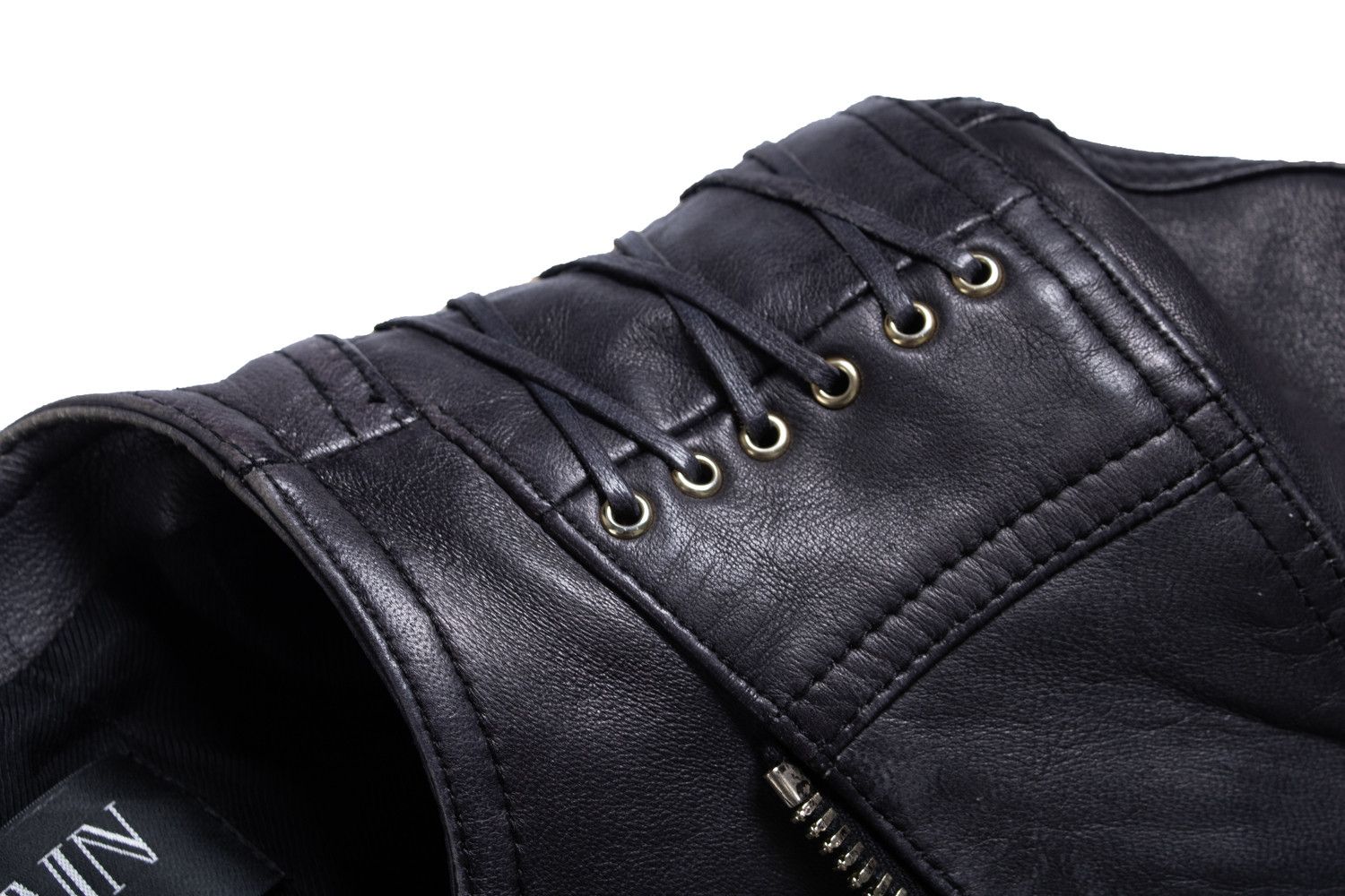 Balmain Balmain, leather laced biker jacket with fringes Size S / US 4 / IT 40 - 9 Thumbnail
