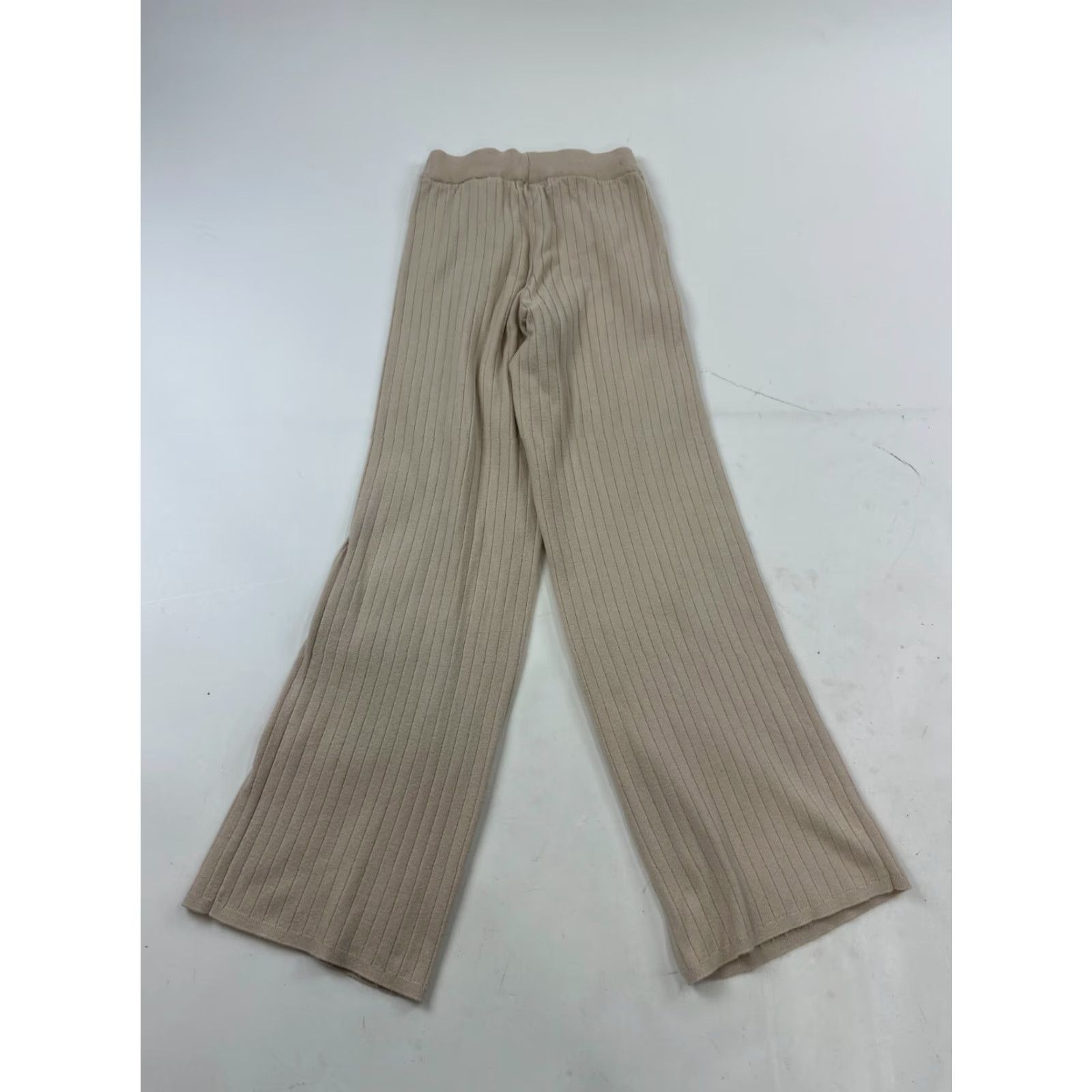 Abercrombie & Fitch Abercrombie & Fitch Pants Womens Small Beige Wide-Leg Knit Elastic Waist High Rise Casual 29in Inseam Regular Fit Mens? Women Size 28" / US 6 / IT 42 - 2 Thumbnail