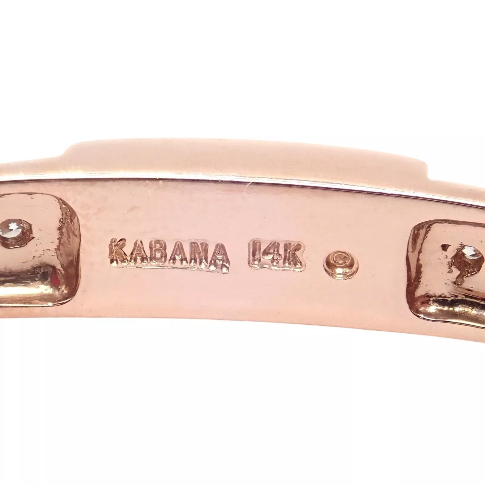 The Unbranded Brand Kabana 14k Rose Gold Diamond Mother of Pearl Bangle Bracelet Size ONE SIZE - 4 Thumbnail